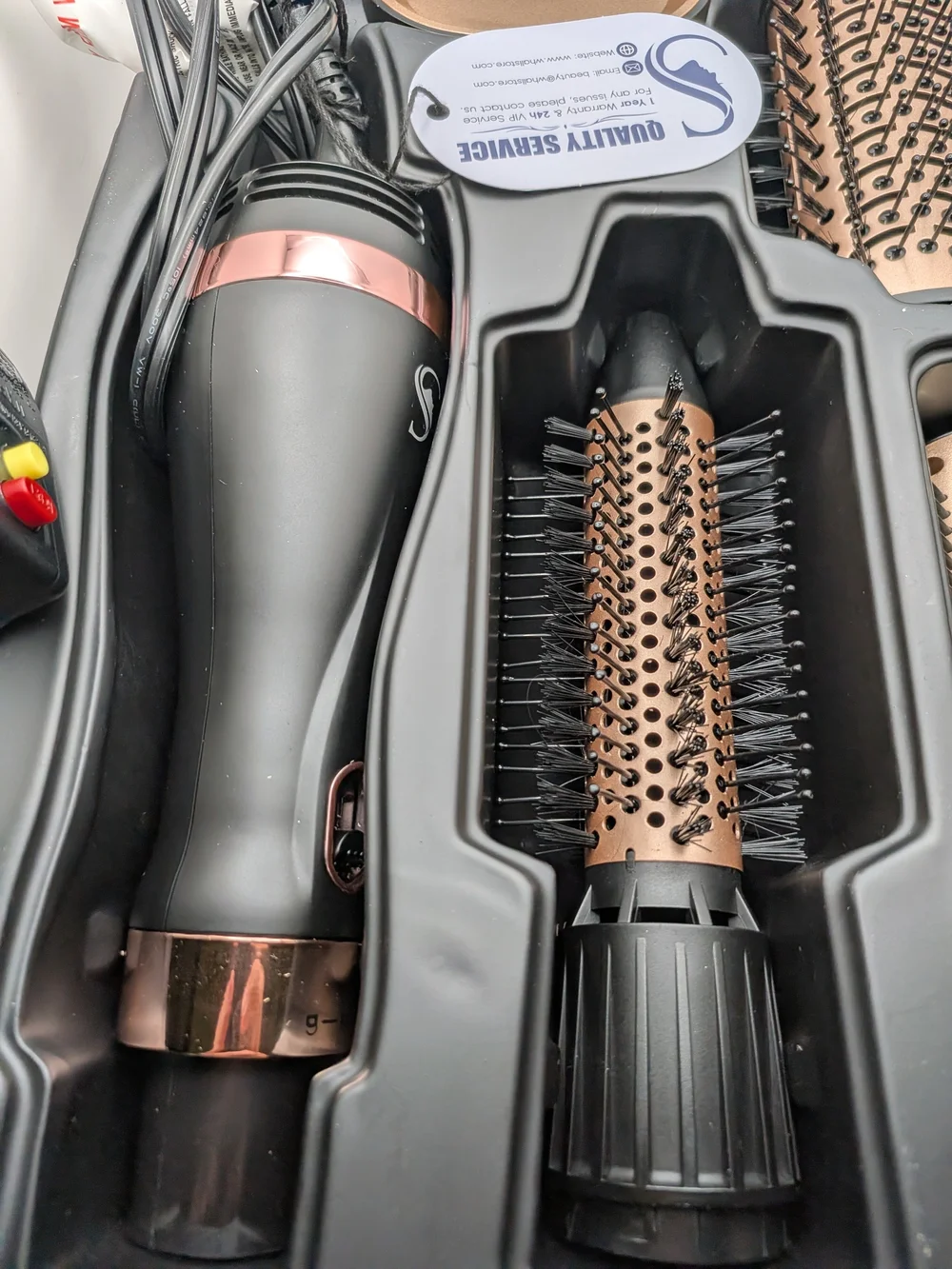 SKIMI Hot Air Hair Dryer Brush - Black & Rose Gold